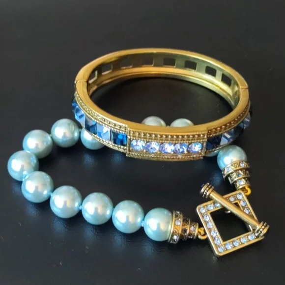 Heidi Daus Bronze Gold and Blue 3 Piece Bracelet Set - Picture 4 of 6